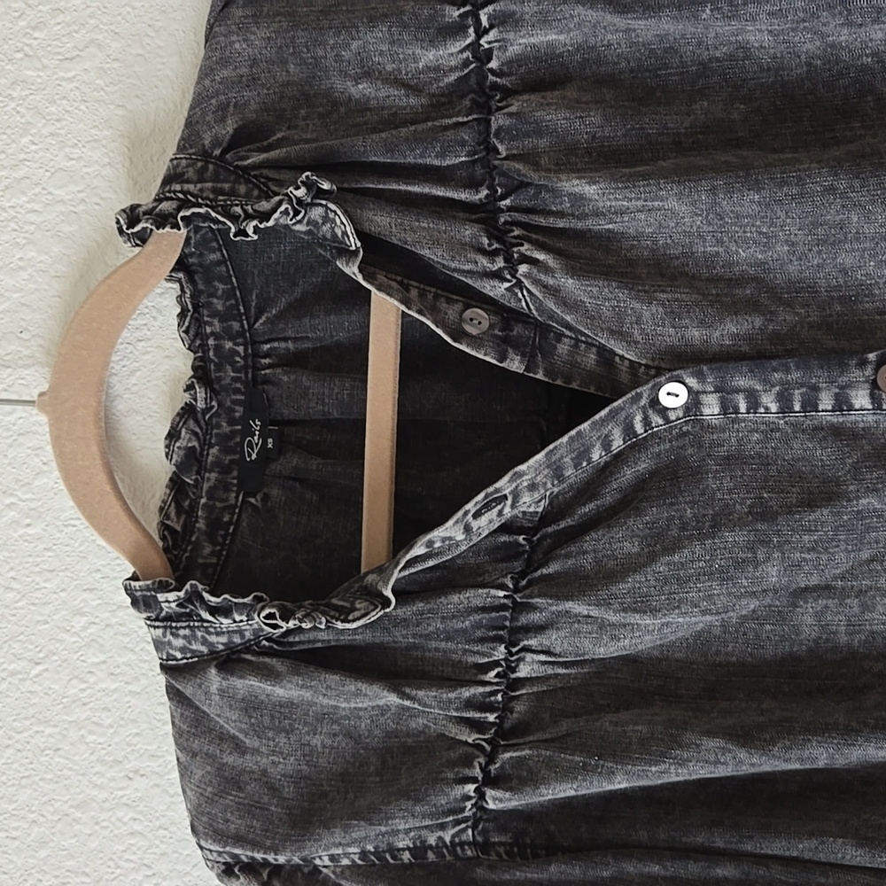 Rails Denim Button Down Long Sleeve Shirt Black W… - image 5